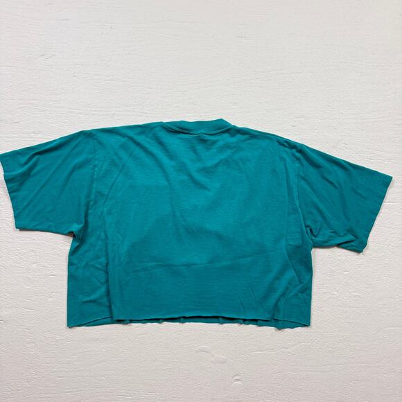Upcycled Vintage 90s Dollywood Crop Tee Green Jerzees USA, Size Large - Picture 6 of 6